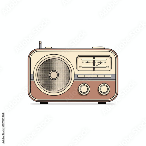 Vintage Portable Radio Illustration for Retro Media Themes