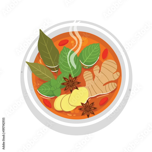 Healthy Herbal Soup with Fresh Ingredients and Spices