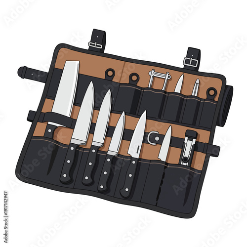 Professional Kitchen Knife Set in a Stylish Carrying Case for Chefs and Home Cooking