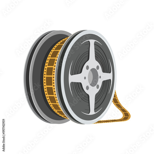 Close up of a Classic Film Reels with Film Chain for Cinematic Production