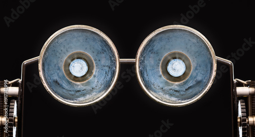 Old Vintage Camera Flash Bulb on Black Background