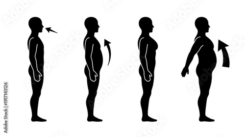 Body silhouette illustrations demonstrating breath process: inhaling, expanding, holding, and exhaling. The illustrations simply but effectively demonstrate the movement