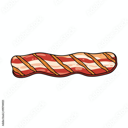 Close up of Raw Bacon Strip for Culinary and Food Preparation