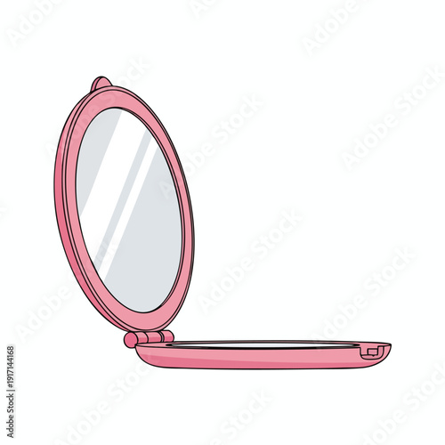 Portable Pink Mirror Compact for Makeup and Personal Care