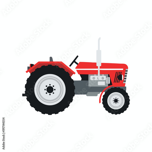Modern Red Tractor for Farming and Agricultural Work