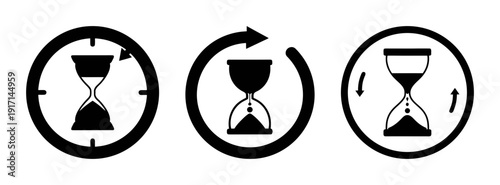 Hourglass time flow concept illustration showing the passage of time and time management concept