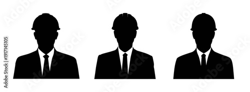 Engineer silhouette vector art featuring construction worker and architect with hard hat design