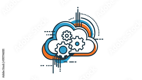 Cloud computing and data processing technology concept.