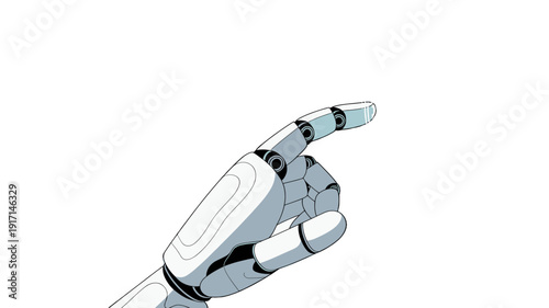 A robotic hand pointing with one finger.