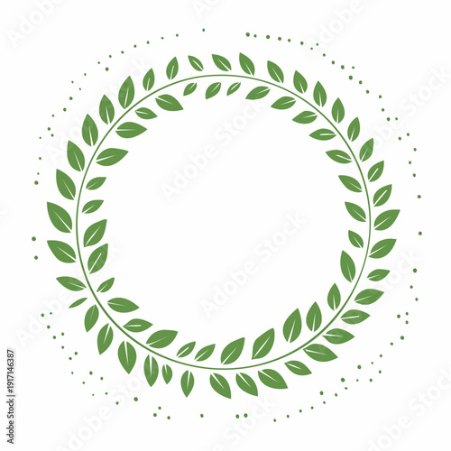 円形 フレーム 葉っぱ シンプル リーフ 単色素材