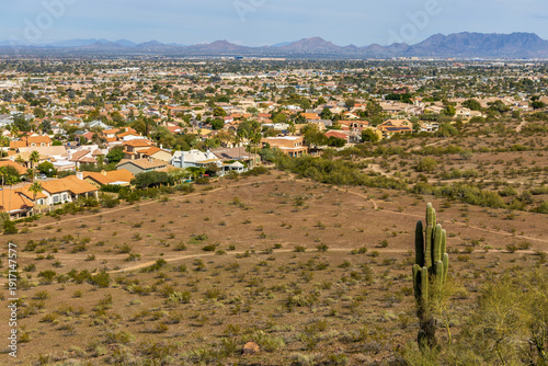 Panoramic view of Phoenix, Arizona, from the hiking trail of Lookout Mountain Park