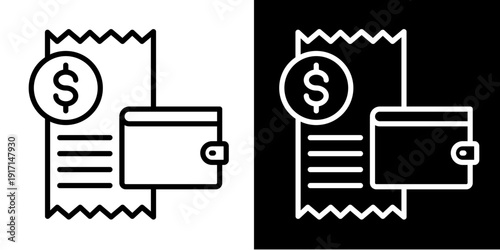 Bill Icon Set White Mix Style Collection
