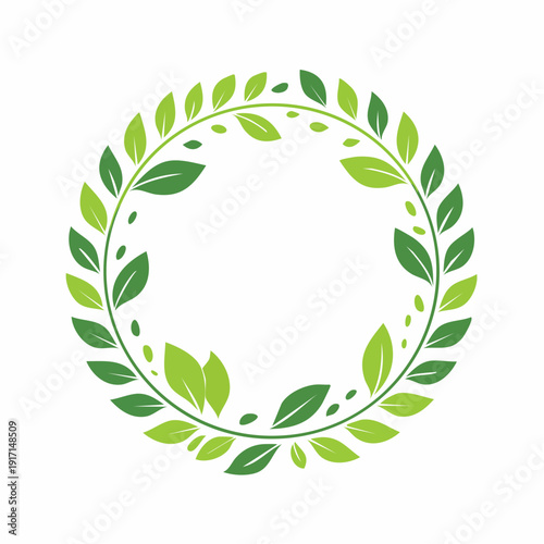 円形 フレーム 葉 リーフ モチーフ シンプル 単色