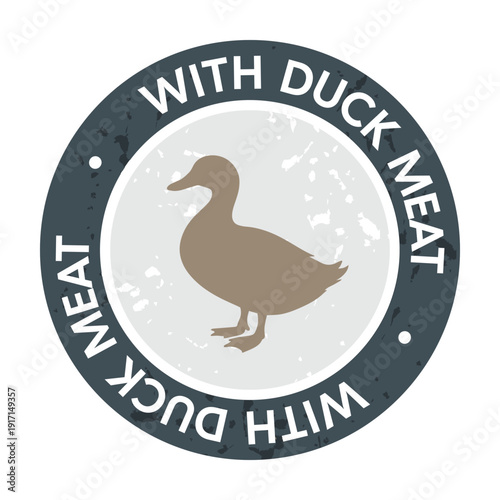 Professional Vintage Duck Content Badge – Distressed Waterfowl Silhouette Icon for Gourmet Food Packaging