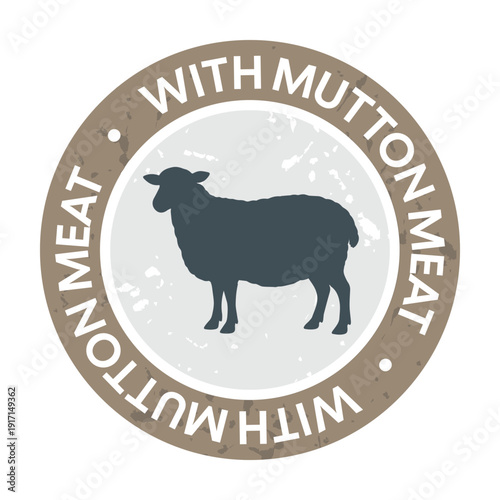 Professional Vintage Mutton Content Badge – Distressed Sheep Silhouette Icon for Specialty Meat Packaging
