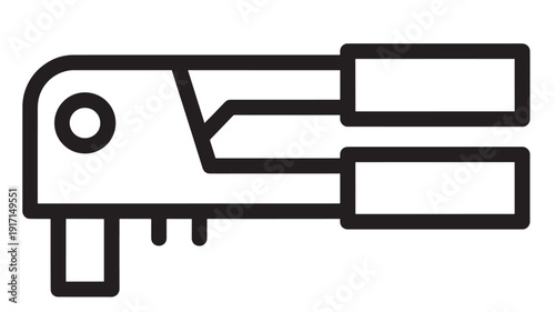 Staple gun icon in bold outline style, office stationery and fastening tool symbol for documents, packaging, crafting and DIY projects, isolated vector illustration