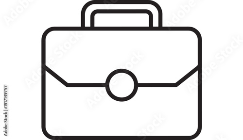 Briefcase line icon on white background, simple black outline portfolio symbol for business, work, office, travel, and corporate finance app interface design