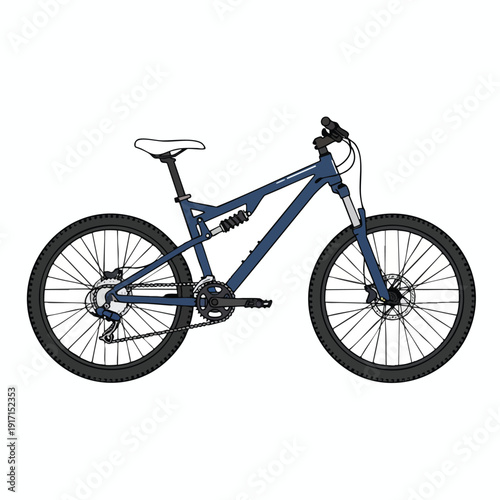 Modern blue mountain bike with durable frame and off road tires for outdoor adventures