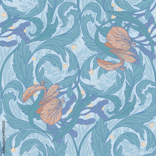 Floral vintage seamless pattern for retro wallpapers. Enchanted Vintage Flowe...