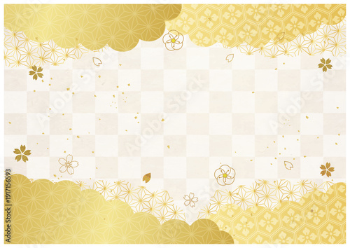 筆模様と和紙背景