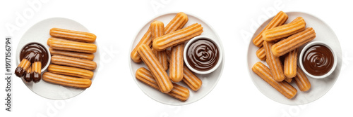 Εκτύπωση καμβά Churros isolated on white background, Spanish churros, シュロス, fried dough pastry,
