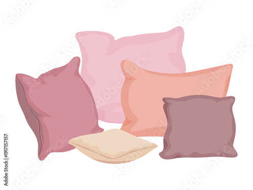 Pillows vector hand drawn illustration. Bed sleep cushions