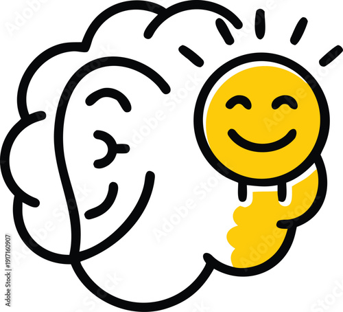 Split Brain Logic And Emotion Icon, Left Right Hemisphere Concept