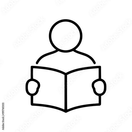 Person Reading Or Learning With Book Flat Icon For Education Apps And Websites silhouette