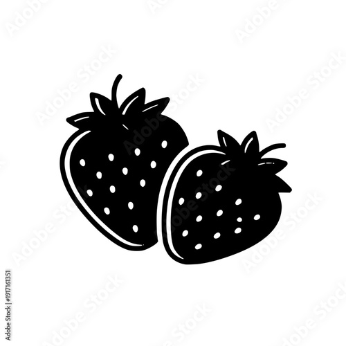 Garden Strawberry Fruit Or Strawberries Flat Color Vector Icon For Food Apps And Websites silhouette