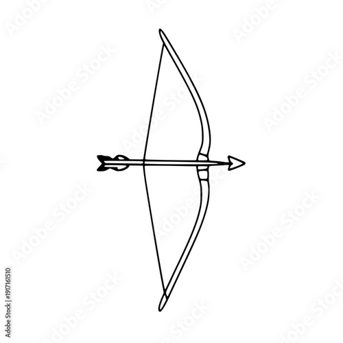 Long Bow And Arrow Archery Line Art Icon For Games And Websites silhouette