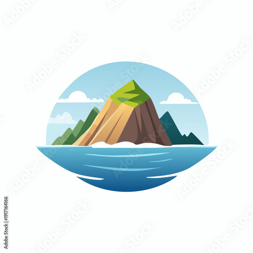 Island Mountain Landscape Nature Scene.