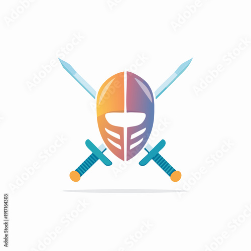Knight Helmet and Crossed Swords Emblem.