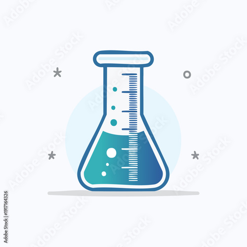 Laboratory flask with liquid, scientific experiment, chemical research.