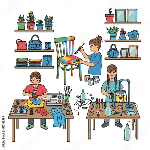 Creative Crafting Workshop with Kids and Adult Artisans in a Cozy Studio