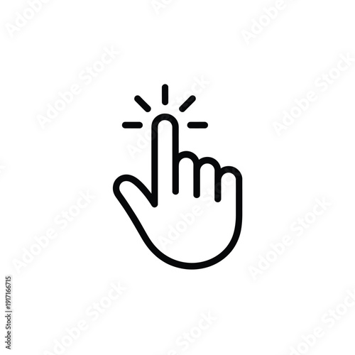 Simple line art illustration of a hand with a pointing finger