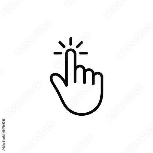 Simple line drawing of a hand with a pointing finger and starburst