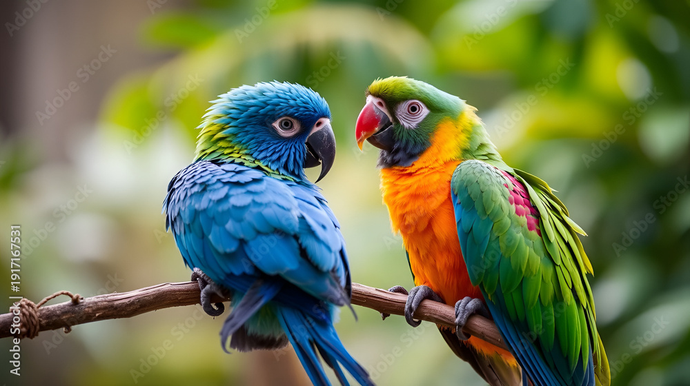 Obraz premium The parrots love each other