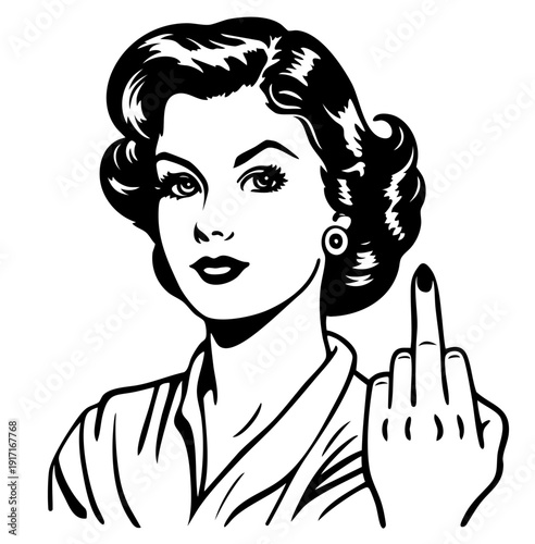 1950s Classic Hollywood Glamour Woman Making Bold Gesture Vintage Retro Female Portrait Character