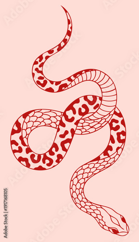Valentine’s Day leopard snake silhouette with animal print pattern, seductive wild love symbol representing passion, temptation and desire for February 14