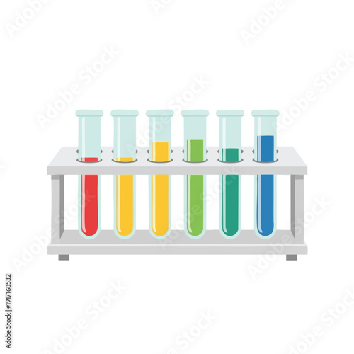 Colorful Liquids in Test Tubes on Laboratory Rack