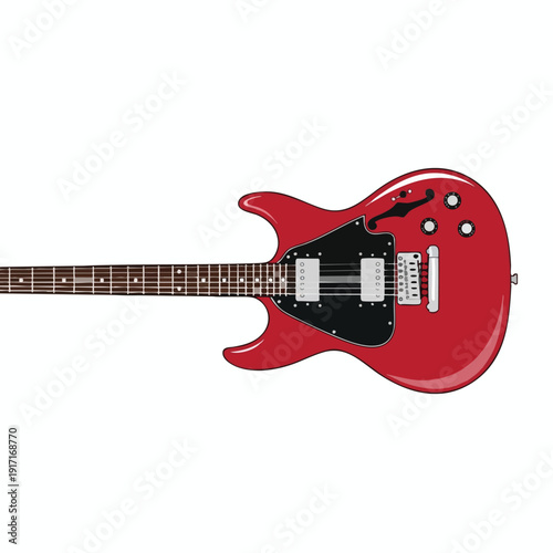 Red Electric Guitar on White Background