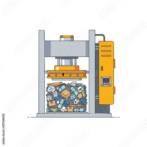 Industrial Compactor Machine Crushing Waste Materials