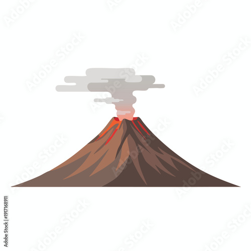 Volcano Erupting with Lava and Smoke