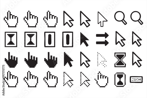 Pixel Cursor and Arrow Pointer Icon Collection