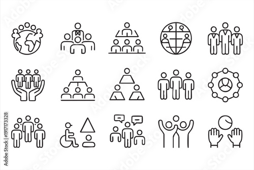 Diversity and Inclusion Team Collaboration Icon Collection