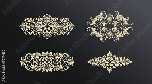 abstract flower carving illustration design template