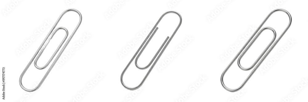 Ταπετσαρία Set and collection silver metal paper clips office stationery isolated on white