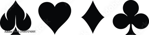 a simple illustration depicting the four suits of a standard deck of playing cards spades hearts diamonds and clubs in black