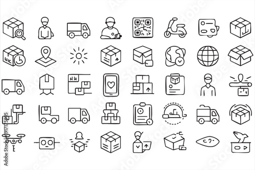 Professional Shipping and Parcel Management Icon Pack for Dashboards