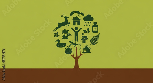 International Day of Forests Tree of Life symbol representing holistic healthcare, wellness, and a connection to nature for a healthy lifestyle